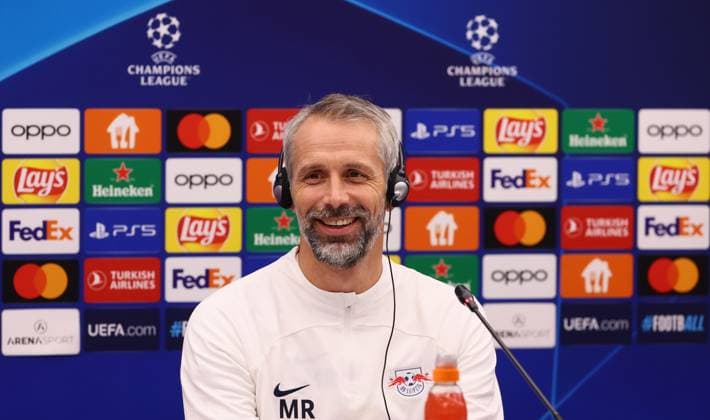 Red Star Belgrade RB Leipzig PK Champions League Beograd, 06 11 2023, Stadion Rajko Mitic, Fußball , UEFA Champions League, Gruppe G , 4 Spieltag, Matchday 1 , Red Star Belgrade vs RB Leipzig , Press conference before the match , In the picture coach Marco Rose, RB Leipzig , Photo for editorial use only , UEFA regulations prohibit any use of photographs as image sequences and or quasi video ,