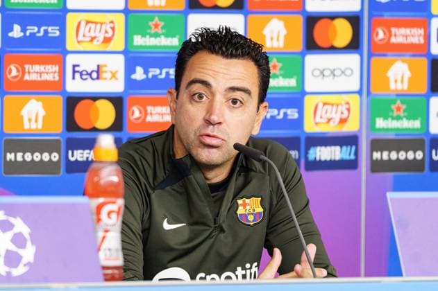 Xavi FC Barcelona, Coach GER, Press conference FC Barcelona, Football, Champions League, Season 2023 2024, 06 11 2023 GER, Press conference FC Barcelona, Football, Champions League, Season 2023 2024, 06 11 2023 Hamburg Copyright: xEibner-Pressefoto MarcelxvonxFehrnx EP_MFN