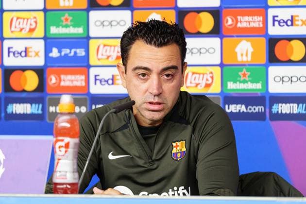 Xavi FC Barcelona, Coach GER, Press conference FC Barcelona, Football, Champions League, Season 2023 2024, 06 11 2023 GER, Press conference FC Barcelona, Football, Champions League, Season 2023 2024, 06 11 2023 Hamburg Copyright: xEibner-Pressefoto MarcelxvonxFehrnx EP_MFN