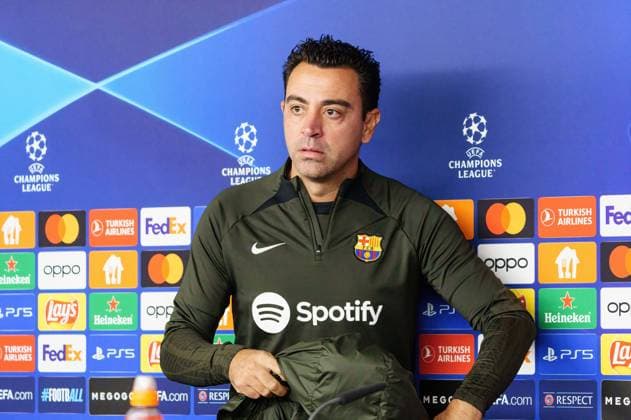 Xavi FC Barcelona, Coach GER, Press conference FC Barcelona, Football, Champions League, Season 2023 2024, 06 11 2023 GER, Press conference FC Barcelona, Football, Champions League, Season 2023 2024, 06 11 2023 Hamburg Copyright: xEibner-Pressefoto MarcelxvonxFehrnx EP_MFN