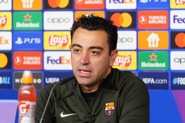 Xavi FC Barcelona, Coach GER, Press conference FC Barcelona, Football, Champions League, Season 2023 2024, 06 11 2023 GER, Press conference FC Barcelona, Football, Champions League, Season 2023 2024, 06 11 2023 Hamburg Copyright: xEibner-Pressefoto MarcelxvonxFehrnx EP_MFN