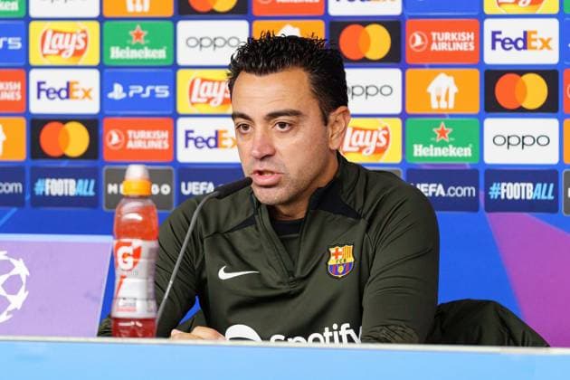 Xavi FC Barcelona, Coach GER, Press conference FC Barcelona, Football, Champions League, Season 2023 2024, 06 11 2023 GER, Press conference FC Barcelona, Football, Champions League, Season 2023 2024, 06 11 2023 Hamburg Copyright: xEibner-Pressefoto MarcelxvonxFehrnx EP_MFN