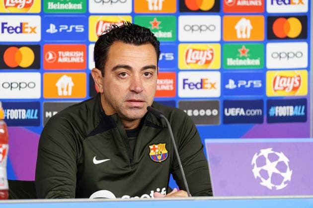 Xavi FC Barcelona, Coach GER, Press conference FC Barcelona, Football, Champions League, Season 2023 2024, 06 11 2023 GER, Press conference FC Barcelona, Football, Champions League, Season 2023 2024, 06 11 2023 Hamburg Copyright: xEibner-Pressefoto MarcelxvonxFehrnx EP_MFN
