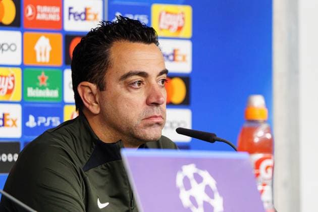 Xavi FC Barcelona, Coach GER, Press conference FC Barcelona, Football, Champions League, Season 2023 2024, 06 11 2023 GER, Press conference FC Barcelona, Football, Champions League, Season 2023 2024, 06 11 2023 Hamburg Copyright: xEibner-Pressefoto MarcelxvonxFehrnx EP_MFN