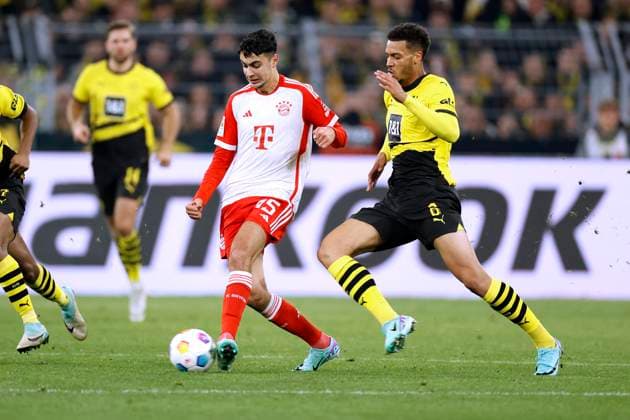 PAVLOVIC Aleksandar Team FC Bayern Muenchen with NMECHA Felix DFL Fussball Bundesliga Saison 2023 2024 Spiel Borussia Dortmund FC Bayern Muenchen 0 4 am 04 11 2023 in Dortmund DFL REGULATIONS PROHIBIT ANY USE OF PHOTOGRAPHS as IMAGE SEQUENCES and or QUASI VIDEO Copyright: xLacixPerenyix