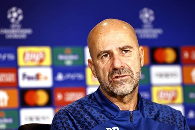 EINDHOVEN - PSV Eindhoven coach Peter Bosz during the MD-1 press conference, PK, Pressekonferenz prior to the UEFA Champions League group B match against RC Lens at the Phillips stadium on November 7, 2023 in Eindhoven, Netherlands. ANP MAURICE VAN STEEN UEFA Champions League 2023 24 2023 2024 xVIxANPxSportx xxANPxIVx 483240700 originalFilename: 483240700.jpg