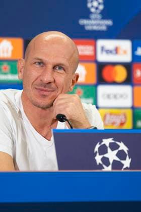 SOCCER - UEFA CL, RBS vs Inter, preview SALZBURG,AUSTRIA,07.NOV.23 - SOCCER - UEFA Champions League, group stage, Red Bull Salzburg vs FC Internazionale Milano, preview, press conference, PK, Pressekonferenz RBS. Image shows head coach Gerhard Struber (RBS).  GEPAxpictures xGintarexKarpaviciute