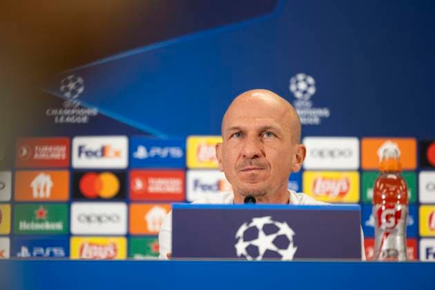 SOCCER - UEFA CL, RBS vs Inter, preview SALZBURG,AUSTRIA,07.NOV.23 - SOCCER - UEFA Champions League, group stage, Red Bull Salzburg vs FC Internazionale Milano, preview, press conference, PK, Pressekonferenz RBS. Image shows head coach Gerhard Struber (RBS).  GEPAxpictures xGintarexKarpaviciute