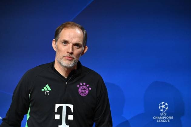 Coach Thomas TUCHEL Bayern Muenchen , single picture,cropped single motif,half figure,half figure Football Champions League group stage 4 matchday FC Bayern Muenchen Galatasaray Istanbul PRESS CONFERENCE on 07 11 2023, Â