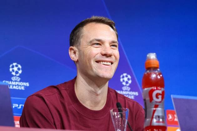 Manuel Neuer FC Bayern Muenchen, 01 at the press conference, laughing, FC Bayern Muenchen, Galatasaray SK, International Press Conference Champions League, Season 23 24, 07 11 2023 , FC Bayern Muenchen, International Press Conference Champions League, Season 23 24, 07 11 2023 Muenchen Copyright: xEibner-Pressefoto JennixMaulx EP_JML