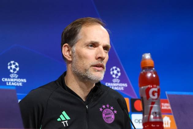 Thomas Tuchel FC Bayern Muenchen, head coach at the press conference, listens, considers, FC Bayern Muenchen, Galatasaray SK, International Press Conference Champions League, Season 23 24, 07 11 2023 , FC Bayern Muenchen, International Press Conference Champions League, Season 23 24, 07 11 2023 Muenchen Copyright: xEibner-Pressefoto JennixMaulx EP_JML