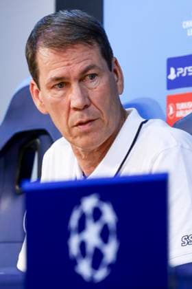 Italy: press conference, PK, Pressekonferenz SSC Napoli SSC Napoli s French coach Rudi Jose Garcia looks during the SSC Napoli press conference the day before the Champions League football match against Union Berlin at the Konami center in Castel Volturno on 07 November 2023 ABPH8850 Copyright: xAntonioxBalascox