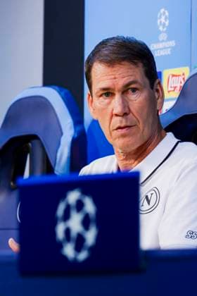 Italy: press conference, PK, Pressekonferenz SSC Napoli SSC Napoli s French coach Rudi Jose Garcia looks during the SSC Napoli press conference the day before the Champions League football match against Union Berlin at the Konami center in Castel Volturno on 07 November 2023 ABPH8871 Copyright: xAntonioxBalascox