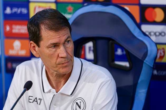 Italy: press conference, PK, Pressekonferenz SSC Napoli SSC Napoli s French coach Rudi Jose Garcia looks during the SSC Napoli press conference the day before the Champions League football match against Union Berlin at the Konami center in Castel Volturno on 07 November 2023 ABPH8915 Copyright: xAntonioxBalascox