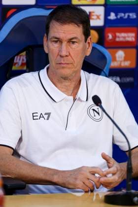 Italy: press conference, PK, Pressekonferenz SSC Napoli SSC Napoli s French coach Rudi Jose Garcia looks during the SSC Napoli press conference the day before the Champions League football match against Union Berlin at the Konami center in Castel Volturno on 07 November 2023 ABPH8997 Copyright: xAntonioxBalascox