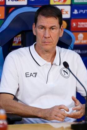 Italy: press conference, PK, Pressekonferenz SSC Napoli SSC Napoli s French coach Rudi Jose Garcia looks during the SSC Napoli press conference the day before the Champions League football match against Union Berlin at the Konami center in Castel Volturno on 07 November 2023 ABPH9008 Copyright: xAntonioxBalascox