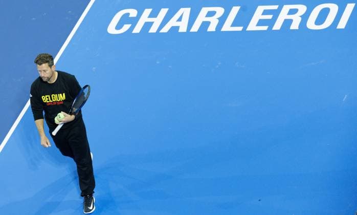 Belgian team captain Wim Fissette pictured during a training session ahead of the meeting between Belgium and Hungary, in the Play-Offs for the Billie Jean King Cup tennis, in Charleroi, on Tuesday 07 November 2023. BENOITxDOPPAGNE  x79460831x