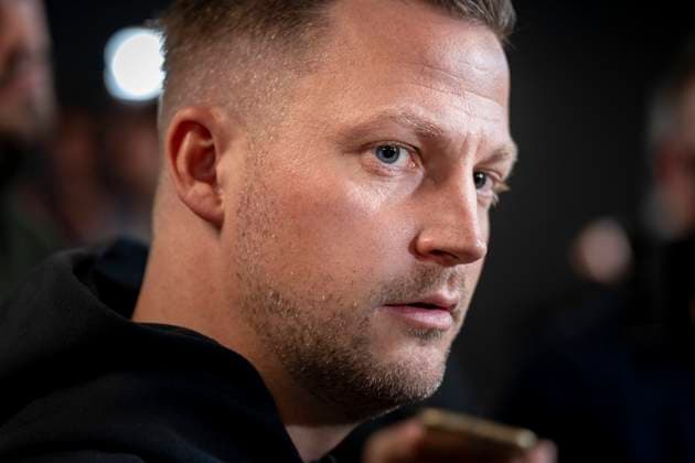 FC Copenhagen s coach Jacob Neestrup during FC Copenhagen s press conference ahead of the team s Champions League match against Manchester United in Copenhagen on Tuesday 7 November 2023 Photo Emil Nicolai Helms Ritzau Scanpix , Denmark Kobenhavn  Copyright: EmilxNicolaixHelmsx COP15002 spdk20231107-171135-L
