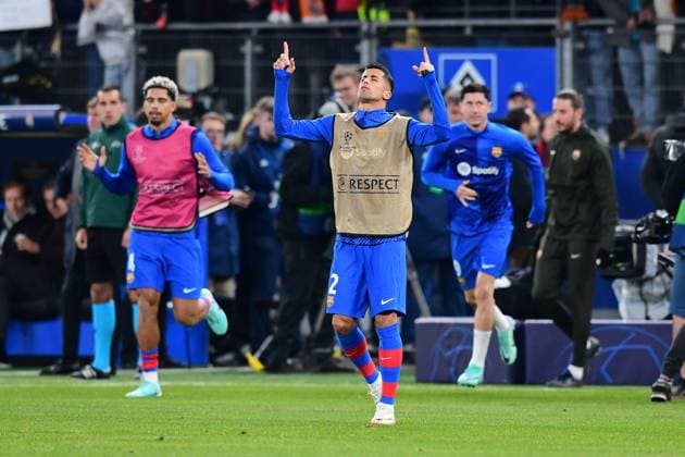 Football I Men I UEFA I Champions League l FC Shakhtar Donetsk FC Barcelona I Matchday 4 I Group H I Season 2023 2024 I Shakhtar Donetsk I Barca I 07 11 2023 I Joao Cancelo FC Barcelona , Sportplatz Volksparkstadion, Hamburg, Stellingen Hamburg Germany