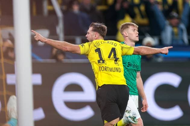 07 11 2023, Football, Season 2023 2024, UCL, UEFA Champions League, Group stage, Matchday 4, Borussia Dortmund Newcastle United, Niclas Füllkrug Borussia Dortmund celebrates the 1-0 goal, Dortmund Signal Iduna Park NRW Germany xRHR PHOTO DEx Copyright: DennisxEwert RHR-FOTOx RHR-FOTO DE