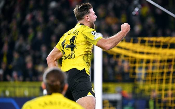 Football, Champions League, Germany, Men, Season 2023 2024, Matchday 4, Signal Iduna Park Dortmund Bor Dortmund Newcastle United Cheers Niclas Füllkrug BVB after his goal for 1 0 Cheers, joy, action UEFA REGULATIONS PROHIBIT ANY USE OF PHOTOGRAPHS AS IMAGE SEQUENCES AND OR QUASI VIDEO