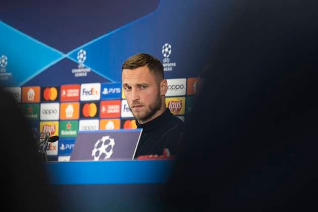 SOCCER - UEFA CL, RBS vs Inter, preview SALZBURG,AUSTRIA,07.NOV.23 - SOCCER - UEFA Champions League, group stage, Red Bull Salzburg vs FC Internazionale Milano, preview, press conference, PK, Pressekonferenz Inter. Image shows Marko Arnautovic (Inter). GEPAxpictures xGintarexKarpaviciute