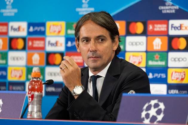 SOCCER - UEFA CL, RBS vs Inter, preview SALZBURG,AUSTRIA,07.NOV.23 - SOCCER - UEFA Champions League, group stage, Red Bull Salzburg vs FC Internazionale Milano, preview, press conference, PK, Pressekonferenz Inter. Image shows head coach Simone Inzaghi (Inter). GEPAxpictures xGintarexKarpaviciute