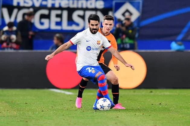Football I Men I UEFA I Champions League l FC Shakhtar Donetsk FC Barcelona I Matchday 4 I Group H I Season 2023 2024 I Shakhtar Donetsk I Barca I 07 11 2023 I v v Guendogan Ilkay FC Barcelona , Kryskiv Dmytro FC Shakhtar Donetsk , Sportplatz Volksparkstadion, Hamburg, Stellingen Hamburg Germany