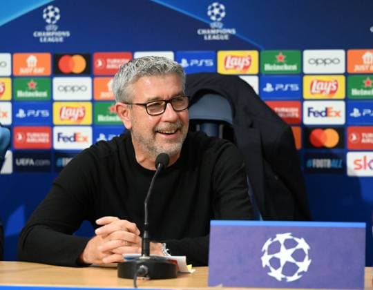 Soccer, Men, Season 2023 2024, Champions League Group C, Matchday 4 , SSC Napoli 1 FC Union Berlin, Stadium inspection and press conference of 1 FC Union at the Stadio Diego Armando Maradona in Naples the day before the match, Coach Urs Fischer 1 FC Union , 07 11 2023, Copyright: xMatthiasxKochx