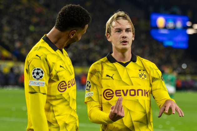 UEFA Champions League, Borussia Dortmund Newcastle United, 7 11 2023 Julian Brandt Borussia Dortmund, 19 celebrates his goal for 2 0 UEFA Champions League, Borussia Dortmund Newcastle United, preliminary round 4 matchday, on 7 11 2023, Signal Iduna Park, Dortmund UEFA regulations prohibit any use of photographs as image sequences and or quasi video Copyright: xBEAUTIFULxSPORTS Meuselx