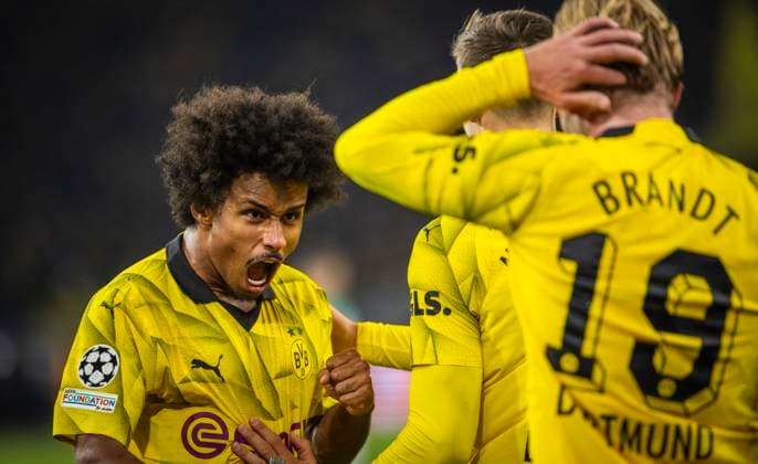 Dortmund, Germany 07th Nov 2023 Goal celebration Karim Adeyemi BVB , Julian Brandt BVB Borussia Dortmund Newcastle United 07 11 2023