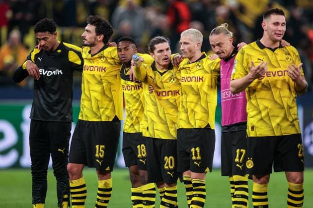 07 11 2023, Football, Season 2023 2024, UCL, UEFA Champions League, Group stage, Matchday 4, Borussia Dortmund Newcastle United, v l Sebastien Haller Borussia Dortmund , Mats Hummels Borussia Dortmund , Youssoufa Moukoko Borussia Dortmund , Marcel Sabitzer Borussia Dortmund , Marco Reus Borussia Dortmund , Marius Wolf Borussia Dortmund , Niklas Süle Borussia Dortmund , Dortmund Signal Iduna Park NRW Germany xRHR PHOTO DEx Copyright: DennisxEwert RHR-FOTOx RHR-FOTO DE