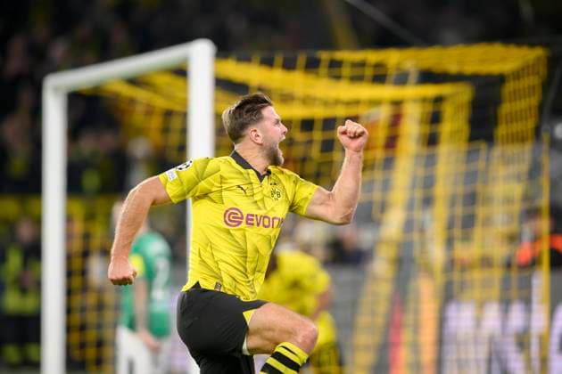 Cheering Niclas FUELLKRUG Füllkrug DO after his goal for 1 0, Football Champions League, Preliminary Round, Matchday 4, Borussia Dortmund DO Newcastle United NU , on 07 11 2023 in Dortmund Germany UEFA regulations prohibit any use of photographs as image sequences and or quasi video Â
