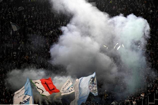 Lazio fans cheer on during the Champions League Group E football match between SS Lazio and Feyenoord at Olimpico stadium in Rome (Italy), November 7th, 2023. andreaxstaccioli
