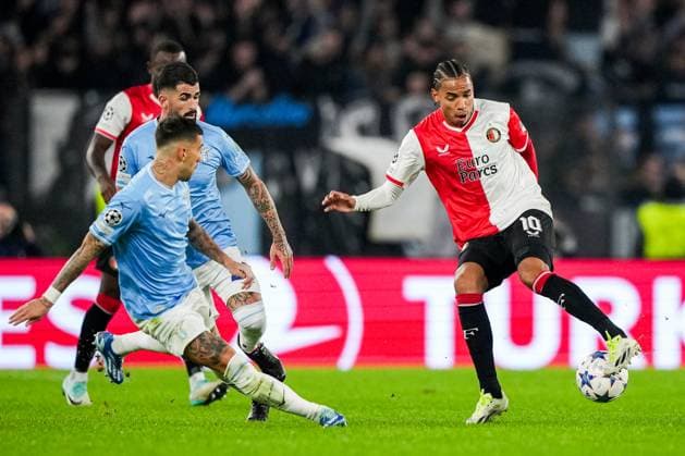 UEFA Champions League: S.S. Lazio v Feyenoord Rome - Calvin Stengs of Feyenoord during the 4th leg of the UEFA Champions League group stage between S.S. Lazio v Feyenoord at Stadio Olympico on 7 November 2023 in Rome, Italy. Copyright: xTomxBodex