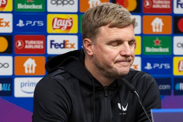UEFA Champions League, Borussia Dortmund Newcastle United, 7 11 2023 Eddie Howe Newcastle United, Head Coach at the post-match press conference UEFA Champions League, Borussia Dortmund Newcastle United, Preliminary Round 4 Matchday, on 7 11 2023, Signal Iduna Park, Dortmund UEFA regulations prohibit any use of photographs as image sequences and or quasi video Copyright: xBEAUTIFULxSPORTS Meuselx