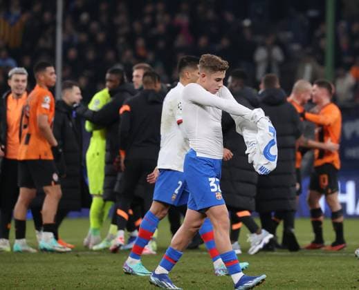 Fermin FC Barcelona disappointed Football, UEFA Champions League, Group stage, Season 2023 2024, Men, UCL, Men, Volksparkstadion, FC Shakhtar Shakhtar Donetsk UKR vs FC Barcelona , 1 0