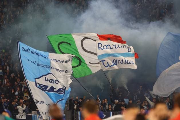 Rome, Italy 07.11.2023:Lazio fans flags in the Uefa Champions League 2023-2024 football, group E, between SS Lazio vs Feyenoord at Olympic Stadium in Rome.  Copyright: xMarcoxIacobucci IPAxSportx xipa-x xx IPA_41480418 IPA_Agency_IPA41480418
