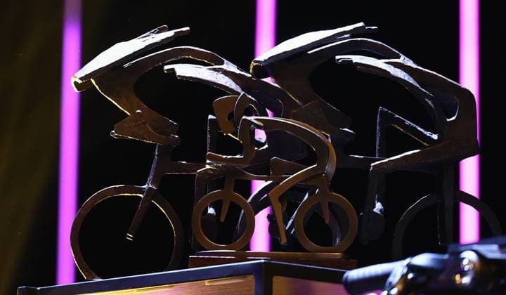 Illustration picture shows the trophy during the Flandrien award ceremony for the best Belgian cyclist of the 2023 cycling season, organized by newspaper Het Nieuwsblad , in Oostende, on Tuesday 07 November 2023. DAVIDxPINTENS  x79482014x