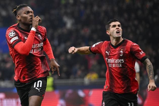 Mg Milano 07 11 2023 - Champions League Milan-Paris Saint Germain foto Matteo Gribaudi Image nella foto: esultanza gol Rafael Leao 