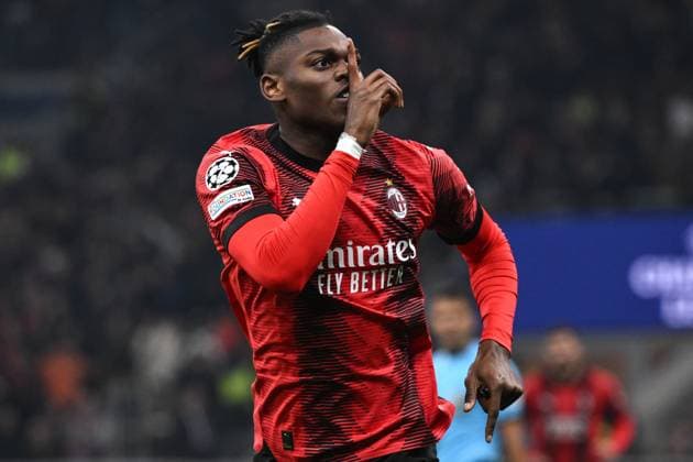 Mg Milano 07 11 2023 - Champions League Milan-Paris Saint Germain foto Matteo Gribaudi Image nella foto: esultanza gol Rafael Leao 