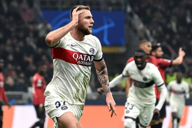 Db Milano 07 11 2023 - Champions League Milan-Paris Saint Germain foto Daniele Buffa Image nella foto: esultanza gol Milan Skriniar 