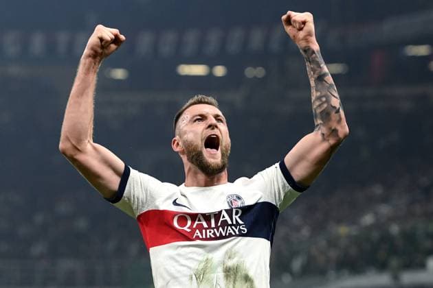 Db Milano 07 11 2023 - Champions League Milan-Paris Saint Germain foto Daniele Buffa Image nella foto: esultanza gol Milan Skriniar 