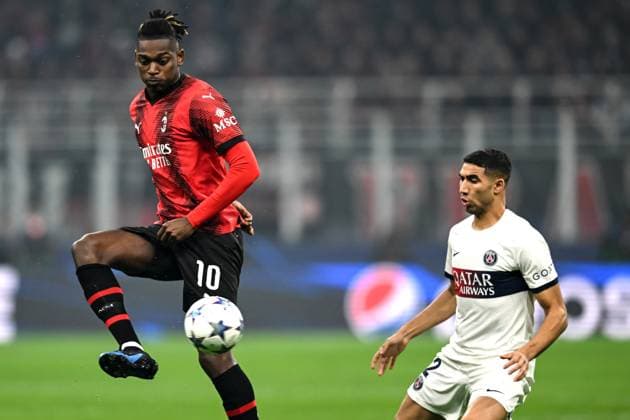 Db Milano 07 11 2023 - Champions League Milan-Paris Saint Germain foto Daniele Buffa Image nella foto: Rafael Leao-Achraf Hakimi 