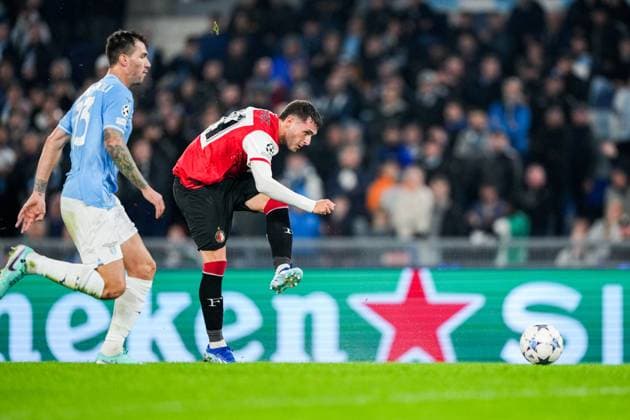 UEFA Champions League: S.S. Lazio v Feyenoord Rome - Santiago Gimenez of Feyenoord during the 4th leg of the UEFA Champions League group stage between S.S. Lazio v Feyenoord at Stadio Olympico on 7 November 2023 in Rome, Italy. Copyright: xTomxBodex