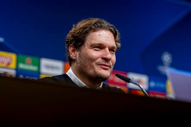Soccer Champions League Matchday 4 Borussia Dortmund Newcastle United on 07 11 2023 at Signal Iduna Park Dortmunds coach Edin Terzic speaks to journalists during the press conference IMPORTANT NOTE In accordance with UEFA regulations, it is prohibited to use or have used photographs taken in the stadium and or of the match in the form of sequential images and or video-like photo series Copyright: xKirchner DavidxInderliedx