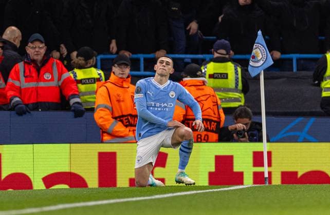 Football - UEFA Champions League - Group G - Manchester City FC v BSC Young Boys MANCHESTER, ENGLAND - Tuesday, November 7, 2023: Manchester City s Phil Foden celebrates after scoring the second goal during the UEFA Champions League Group G match between Manchester City FC and BSC Young Boys at the City of Manchester Stadium. (Photo by David Rawcliffe Propaganda) MANCHESTER City of Manchester Stadium GREATER MANCHESTER ENGLAND  Copyright: xDavidxRawcliffex P2023-11-07-Man_City_Young_Boys-47