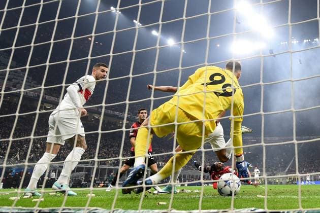 Mg Milano 07 11 2023 - Champions League Milan-Paris Saint Germain foto Matteo Gribaudi Image nella foto: gol Rafael Leao 