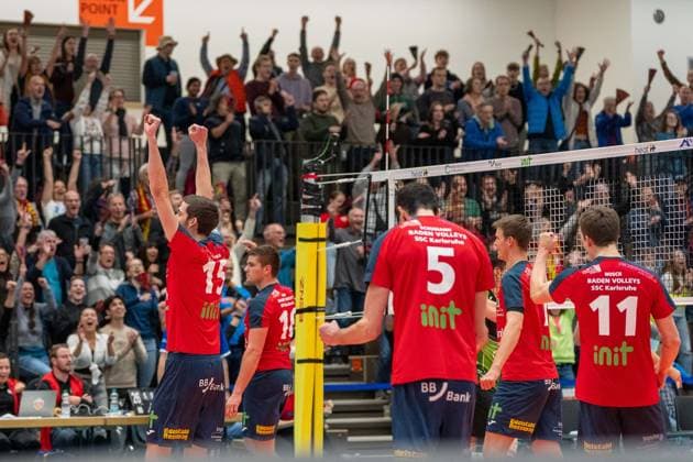 Jubel Sandmeier, Jens BADEN VOLLEYS SSC Karlsruhe, 15 , GER, Volleyball, 1 Bundesliga Maenner, BADEN VOLLEYS SSC Karlsruhe vs VC Bitterfeld Wolfen, 07 11 2023, GER, Volleyball, 1 Bundesliga Maenner, BADEN VOLLEYS SSC Karlsruhe vs VC Bitterfeld Wolfen, 07 11 2023 Karlsruhe Copyright: xEibner-Pressefoto StefanxMayerx EP_SMR