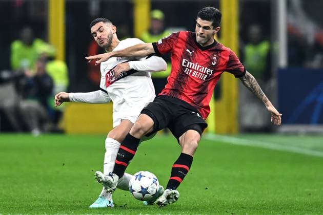 Db Milano 07 11 2023 - Champions League Milan-Paris Saint Germain foto Daniele Buffa Image nella foto: Christian Pulisic-Lucas Hernandez 